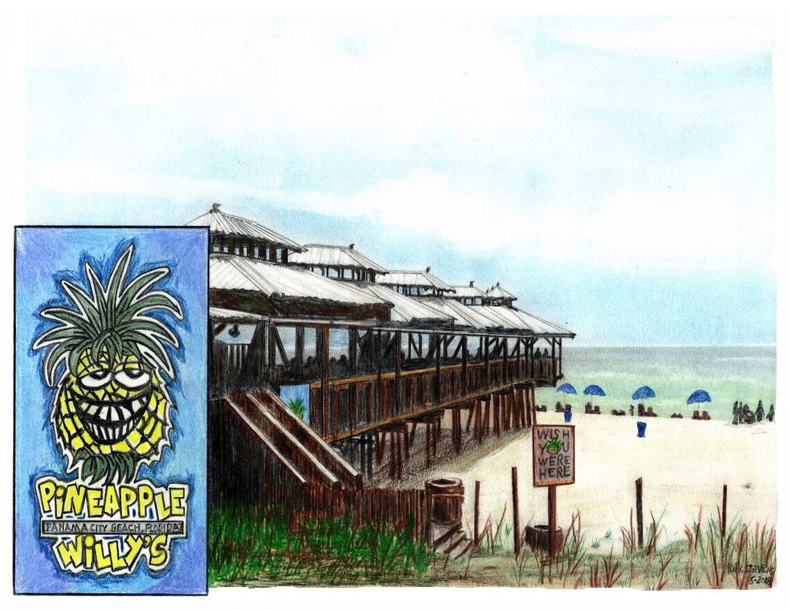 PINEAPPLE WILLY'S Beach View Panama City Beach Florida Etsy