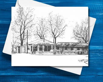 Country Roadside Store Original Pen and Ink Drawing Blank Note Cards with Envelopes, Greeting Cards or Postcards