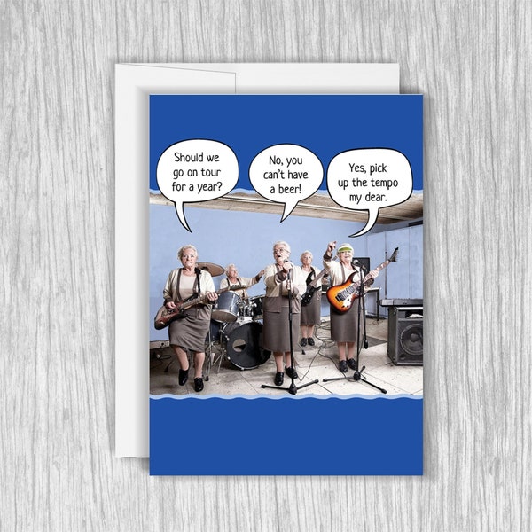 Funny Birthday Card for Mom, Wife or Friend. Old Ladies Band Birthday Card