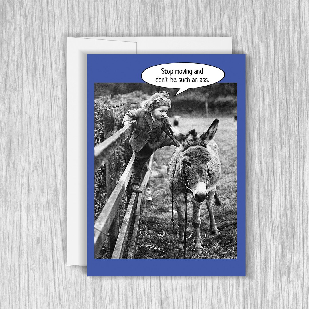 Funny Donkey Birthday Card, Funny Birthday Card, Funny Greeting Card ...