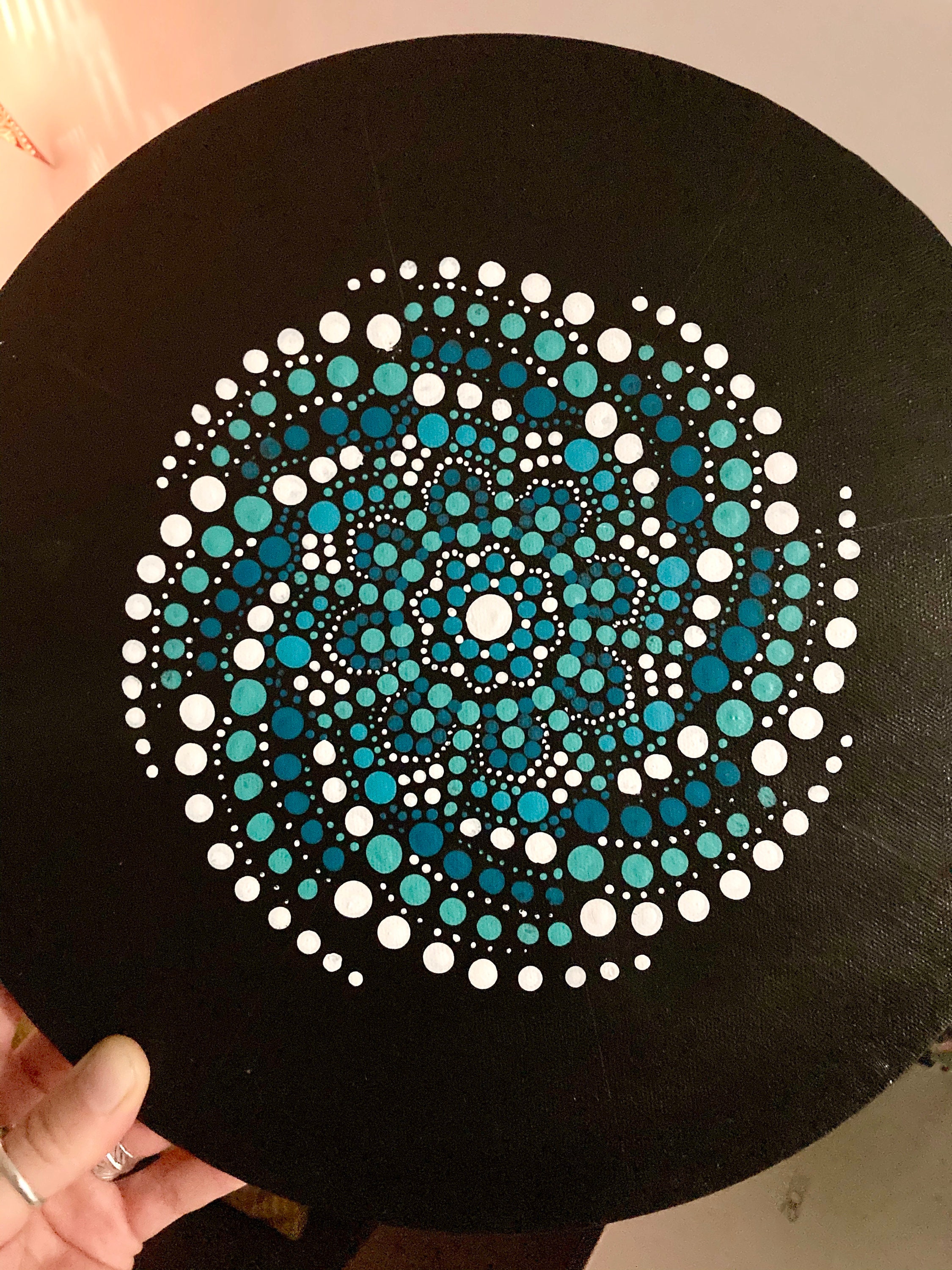 Original Dot Work Painting on Black Canvas Etsy
