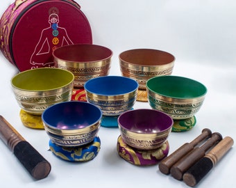 7 Chakra Painted Small Singing Bowl Set for beginner: Meditation & Mindfulness