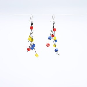 Mondrian Collection Wooden Beads Fishwire Earrings