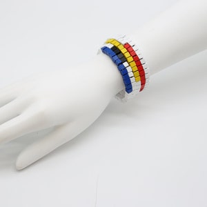Pashmina Bracelet, Wooden Beads Snake Bracelet - Mondrian