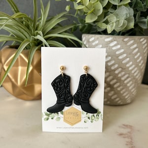 Schwarze Cowboy Boots Ohrringe