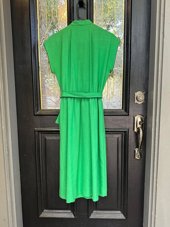 Vintage David Warren Green Belted Wrap Dress with Poc… Gem