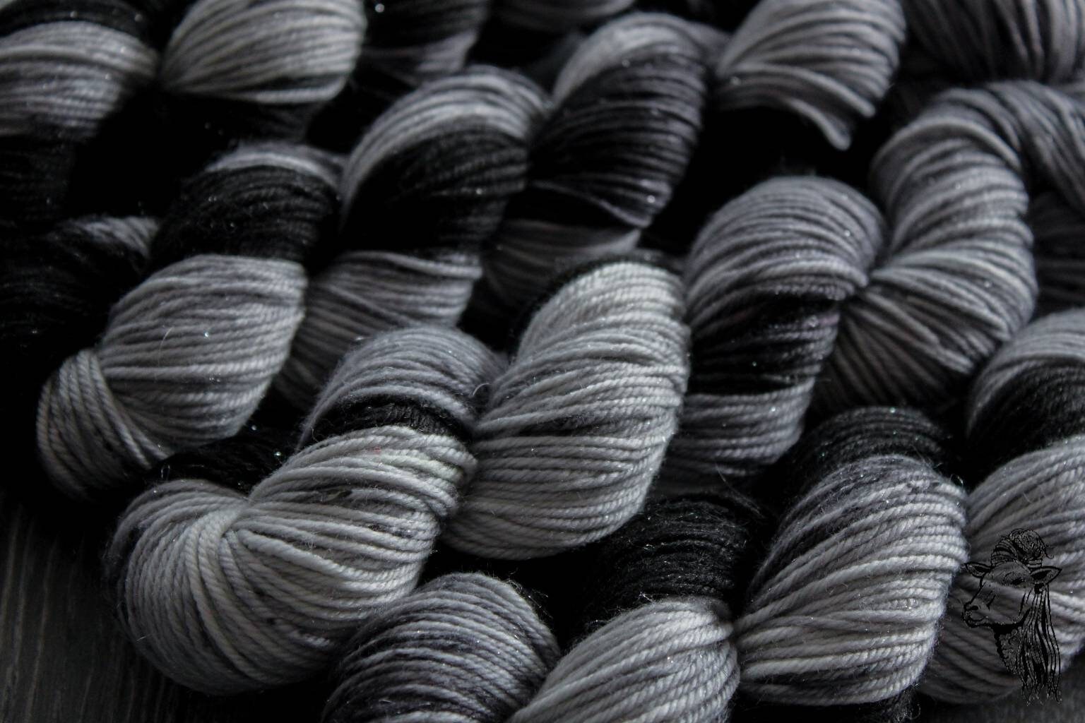 Indie yarn hand dyed black grey yarn 100g DK merino wool Etsy