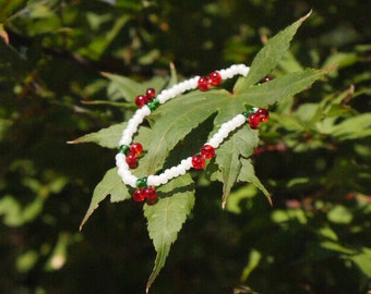 Beaded Cherry Bracelet, Stretch Jewelry, Gift Ideas, Cherry Bracelet, Glass Beads