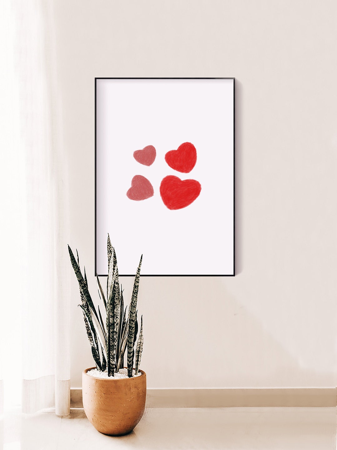 Heart Wallart/printable Wallart/4 Heart Wallart/lovely Wallart/simple ...