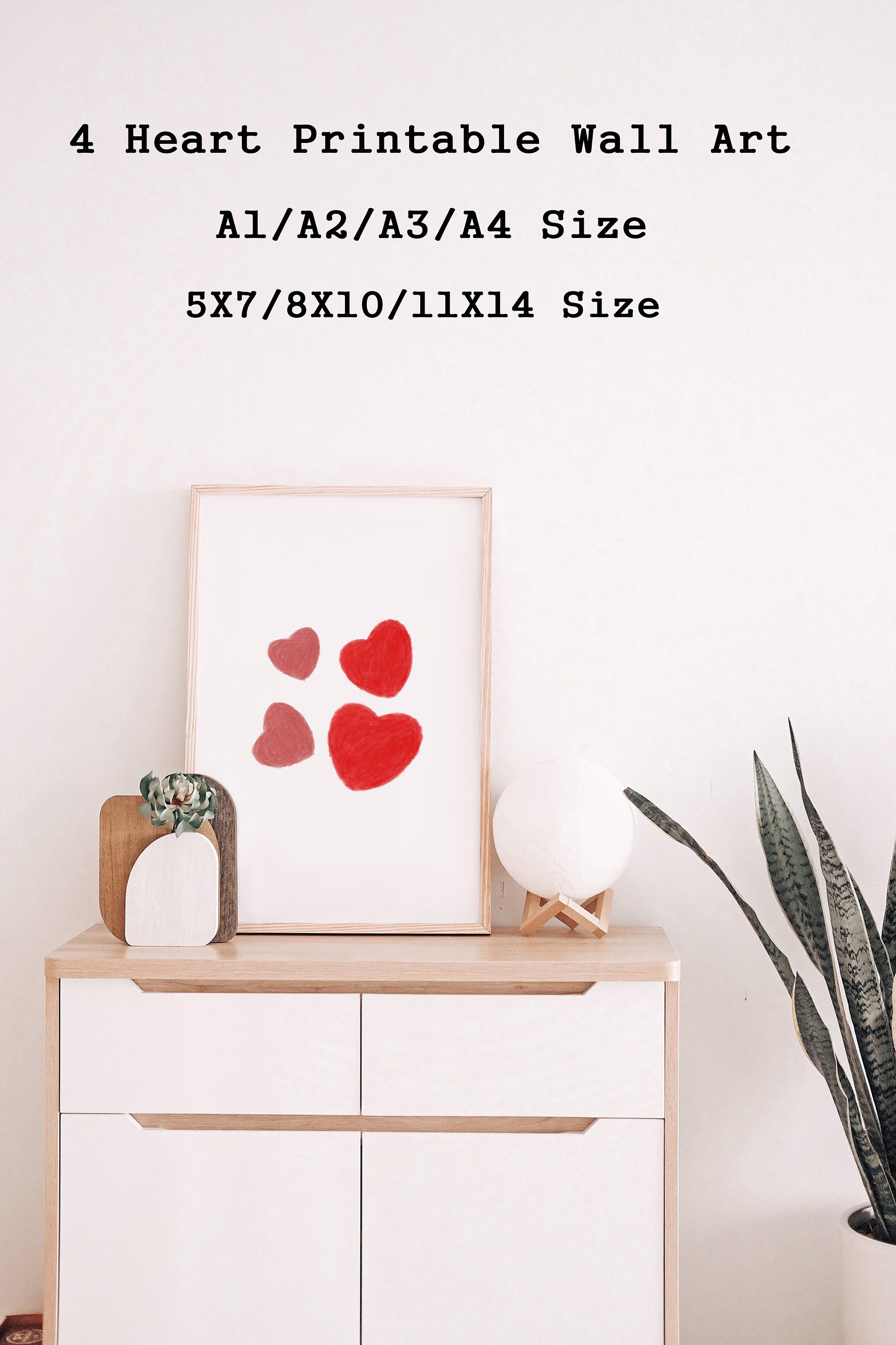 Heart Wallart/printable Wallart/4 Heart Wallart/lovely Wallart/simple ...