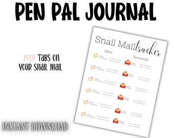 Snail Mail Tracker: Pen Pal Letter Journal (8.5 x 11 Print Size) (Digital Download)