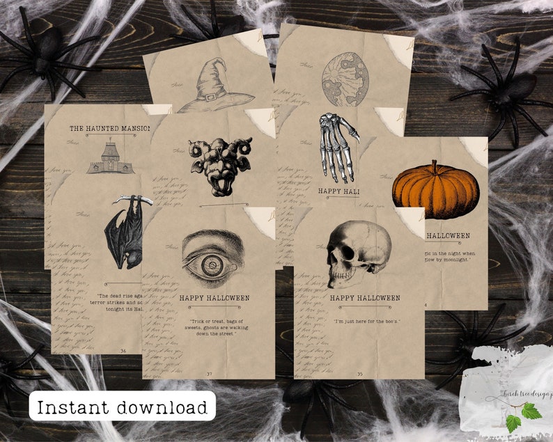 Vintage Halloween Journal Pages: Spooky Scrapbook Inserts (Digital Download) image 4
