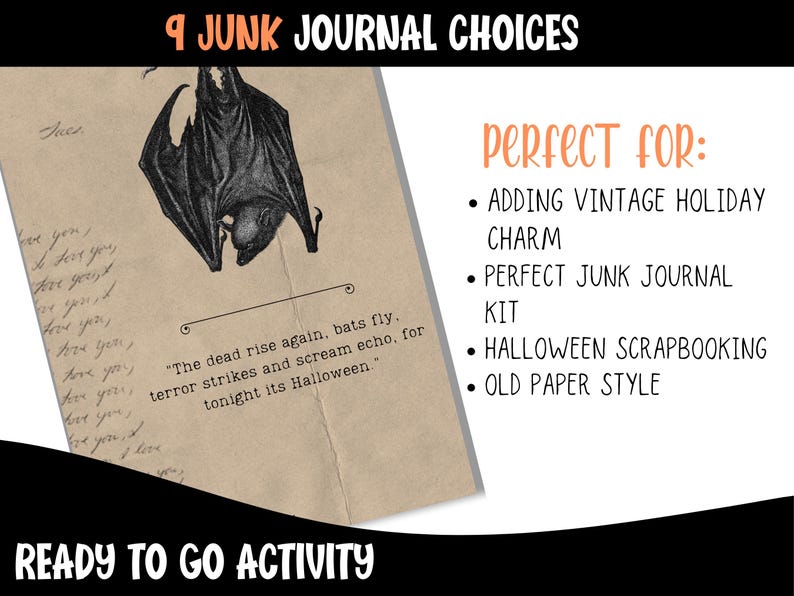 Vintage Halloween Journal Pages: Spooky Scrapbook Inserts (Digital Download) image 2