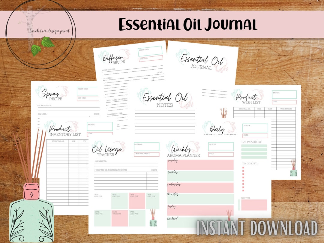 Digital Essential Oil Journal Essential Spray Recipes 8.5 X 11 Inch