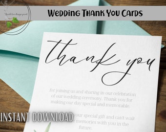 Botanical Wedding Thank You Cards | Customizable Wedding Appreciation Cards| Digital Print 5 x 7 inch