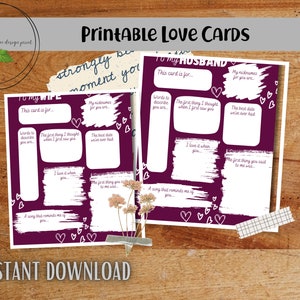 A mi esposo / A mi esposa / Tarjetas de amor imprimibles y personalizables / Impresión digital de 8,5 x 11 pulgadas