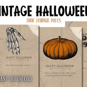 Vintage Halloween Journal Pages: Spooky Scrapbook Inserts (Digital Download) image 1