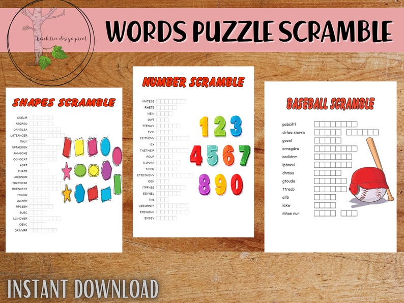 Numbers Scrambled Word Scramble Puzzles: Fun Activities for Children (digital Download ...