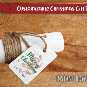 Printable Modern Colorful Merry Christmas Gift Tag | Christmas Party, Favor | Editable and Custom Merry Christmas Digital Download
