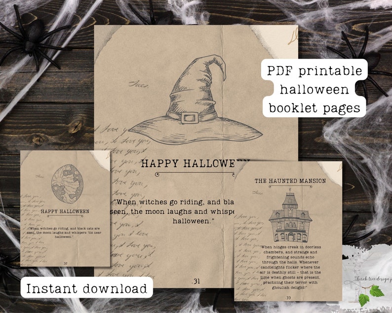 Vintage Halloween Journal Pages: Spooky Scrapbook Inserts (Digital Download) image 3