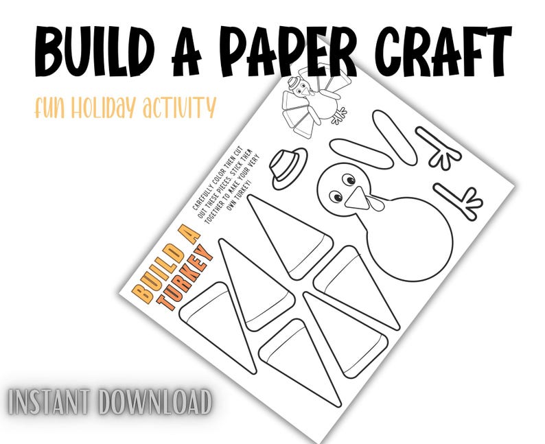 Build a Turkey | Thanksgiving Craft for Kids | Digital Download DIY ...