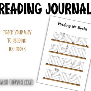 Estantería imprimible / Rastreador de 100 libros / Descarga digital (impresión A4)