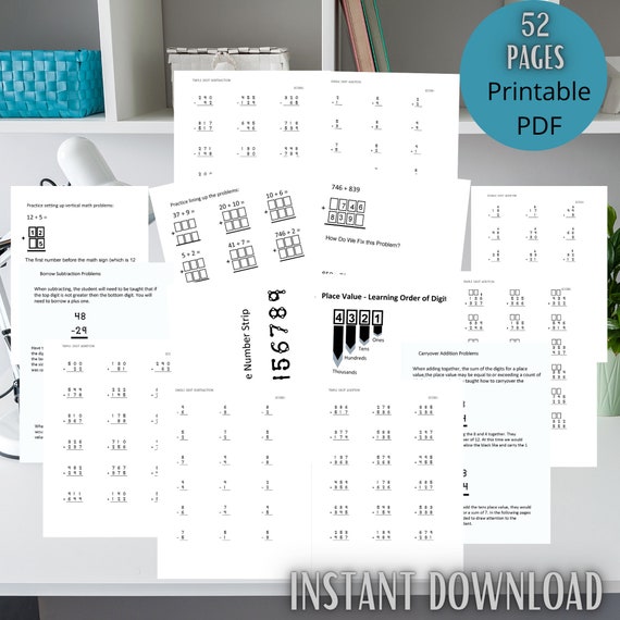 touchpoint math addition and subtraction workbook digital etsy