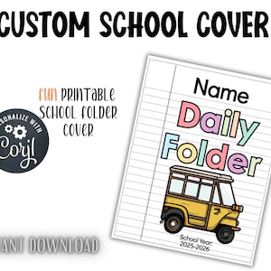 Carpeta escolar personalizable: estudiantes de primaria, PDF imprimible (descarga digital)