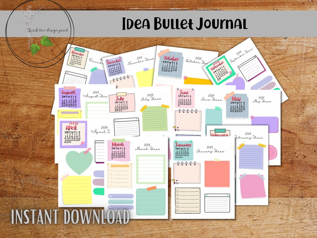 2024 Idea Bullet Journal | Monthly Thought Tracker | Digital Download 8 ...