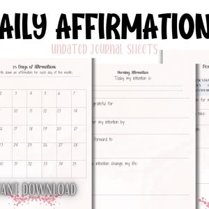 Daily Affirmation Journal: Habit Tracker, Relationship Pages | Digital Download