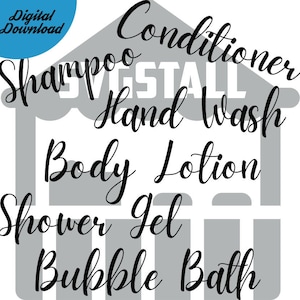 Complete set of bathroom bottle label SVG&#39;s including baby bottle labels, Cricut, Instant download