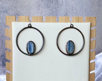 KARMA - Dark Copper Blue Kyanite Dangle Earrings