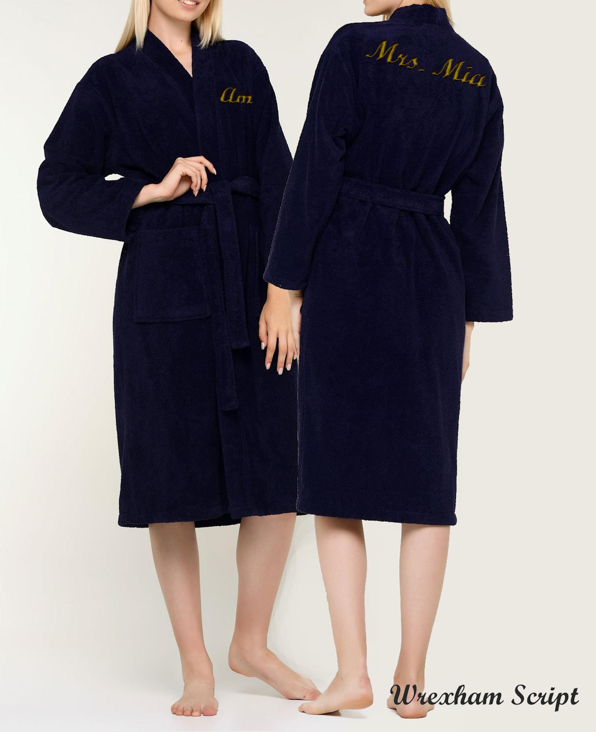 Terry bathrobe with name embroidery embroidered robe terry Etsy
