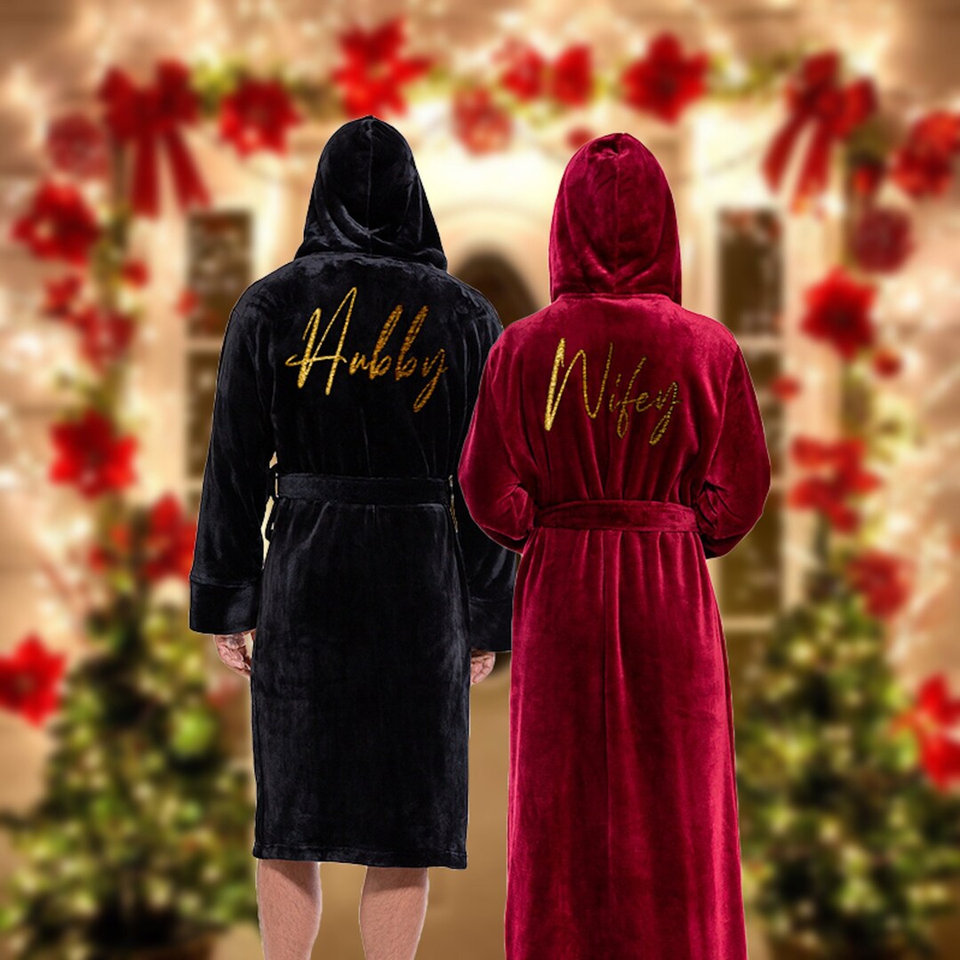 Mr and Mrs Hooded Bathrobes for Custom Gift for Him and Her Etsy