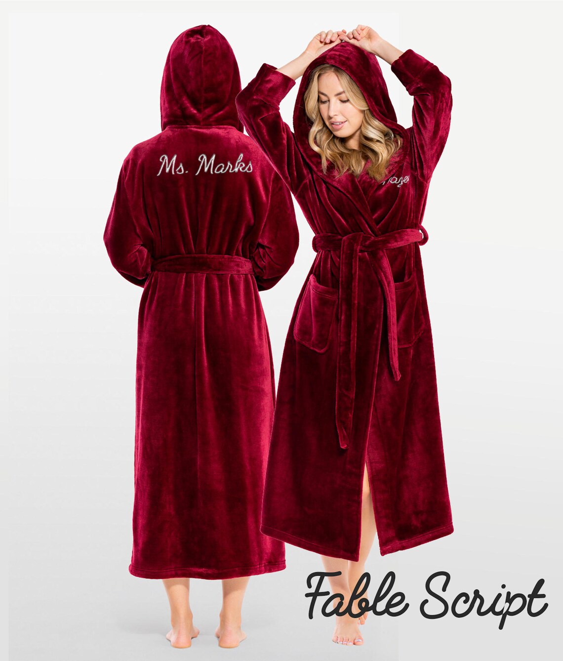 Personalized Premium Hooded Plush Robe for Men and Women Etsy