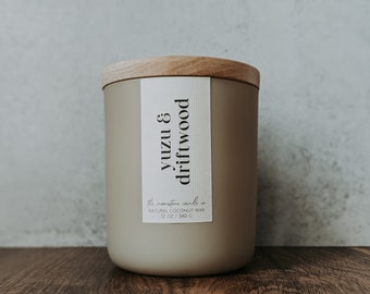 Yuzu Driftwood Natural Coconut Wax Candle Modern Scent Wooden Wick