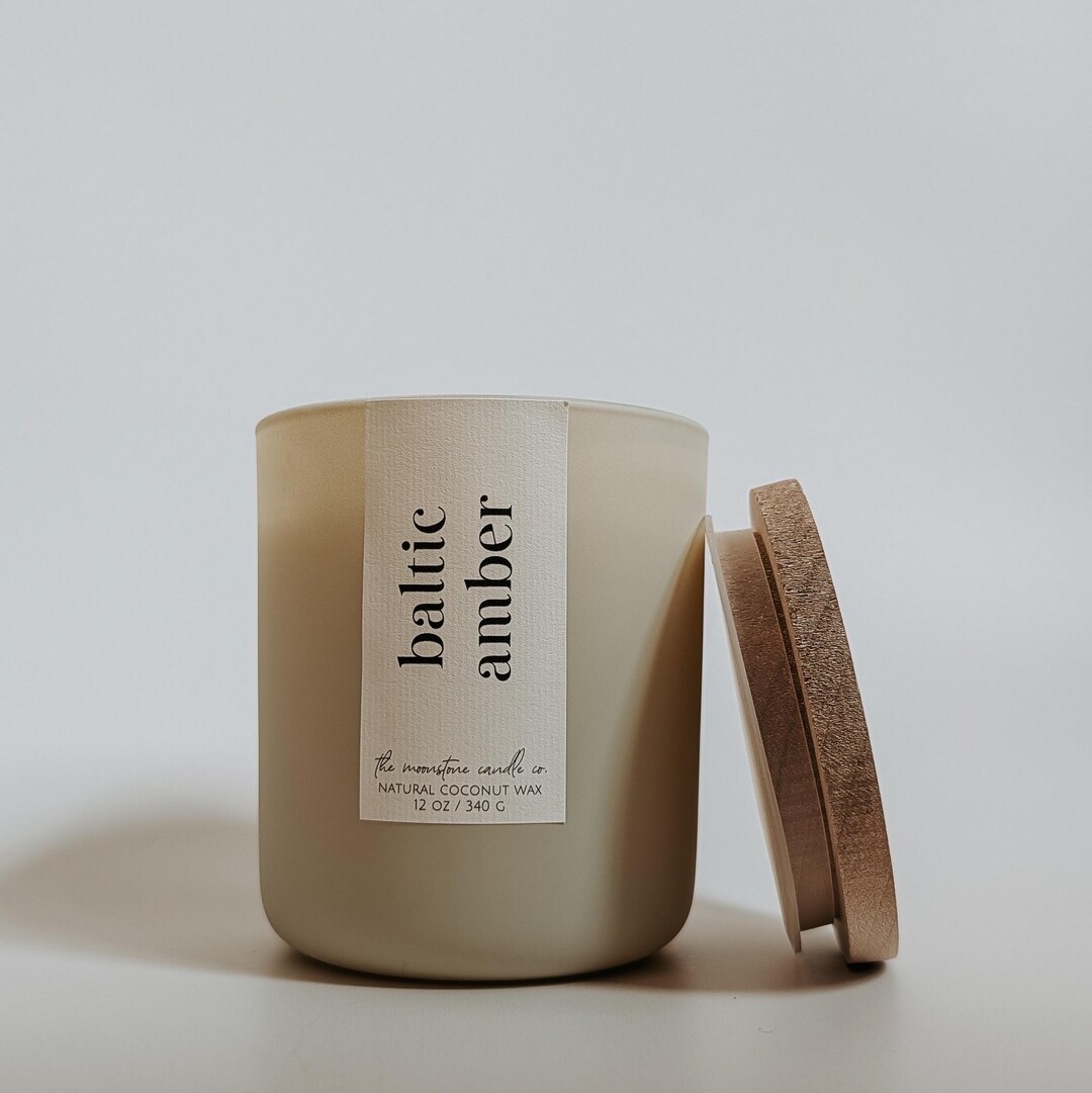 Baltic Amber Natural Coconut Wax Candle Modern Warm Scent Wooden Wick ...