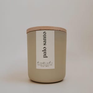 Palo Santo Natural Clean Coconut Wax Candle Wood Wick Earthy Fragrance Cream