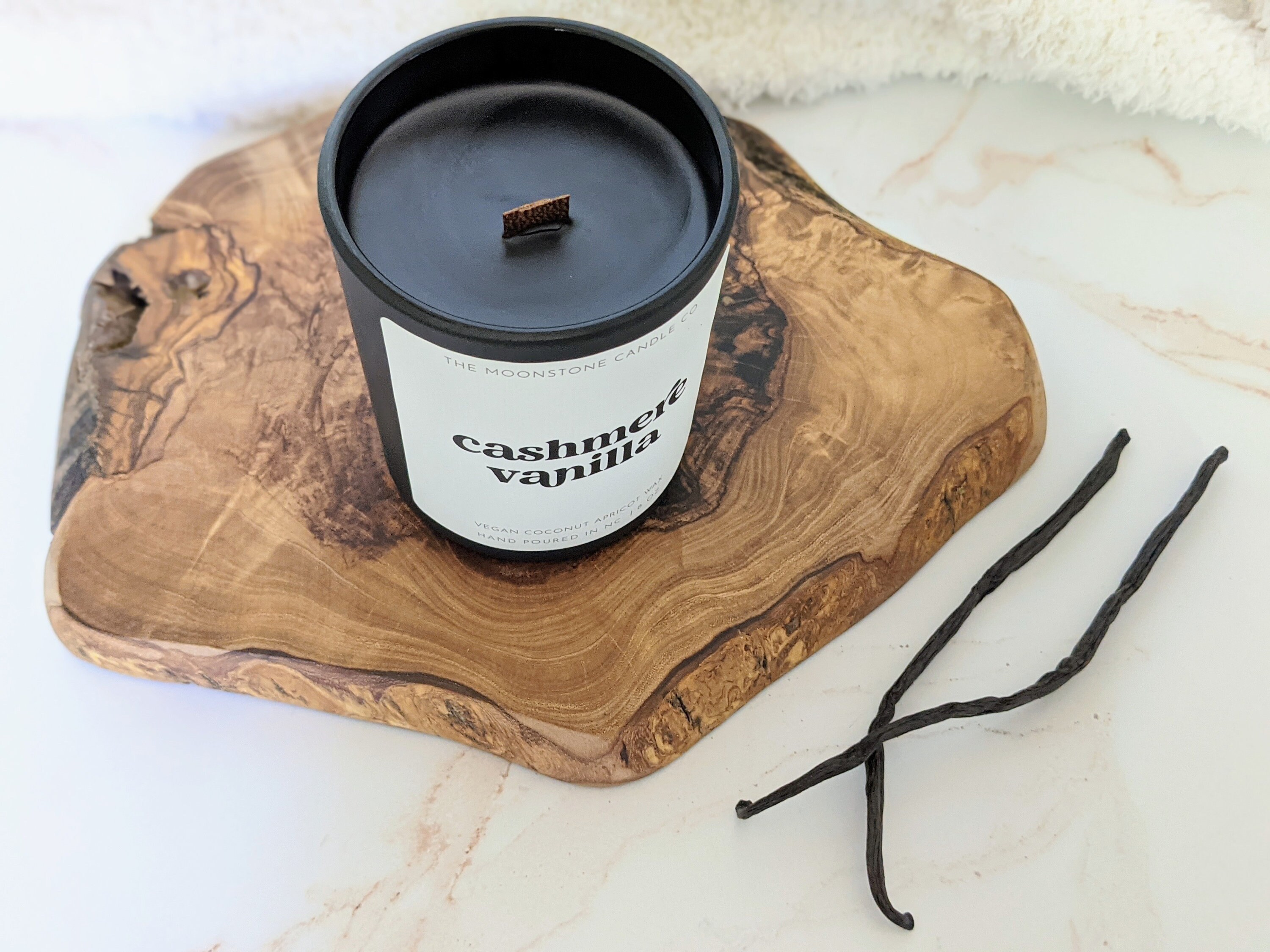 Cashmere Vanilla Natural Coconut Wax Non Toxic Vegan Black Candle Styles Warm Cozy Scent