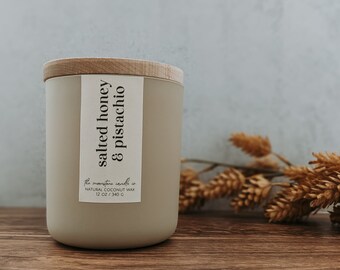 Salted Honey Pistachio Natural Coconut Wax Candle Modern Scent
