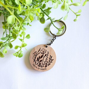 Grow in Grace Keychain, Scripture Keychains, Bible Keychain, christian gift for mom, christian graduation gift for her, christian birthday
