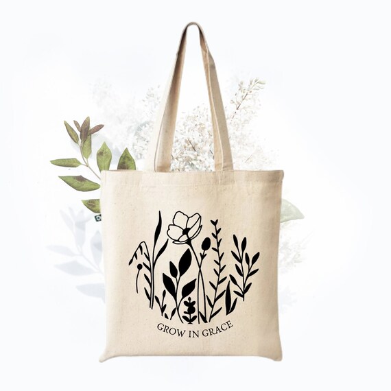 Grow in Grace Bag Christian Tote Bag Bible Study Bag 