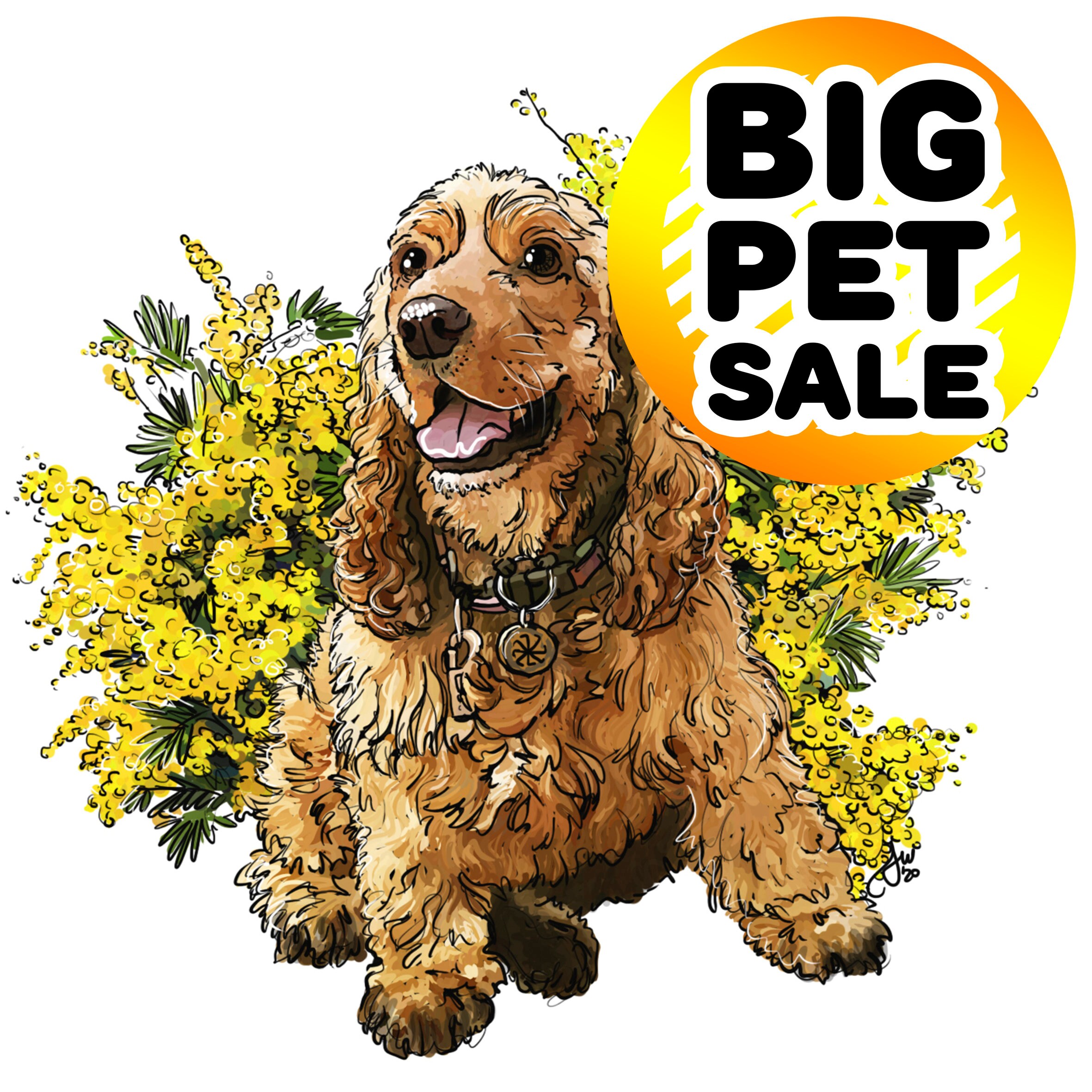 Personalisierter Ganzkörper Hund &amp; Blume Portrait Ganzkörper Etsy