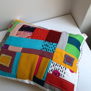 Unique patchwork Cushion Cover made of up-cycled scraps