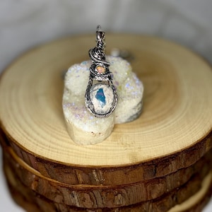 Wire Wrapped Silver Galaxy Opal Pendant