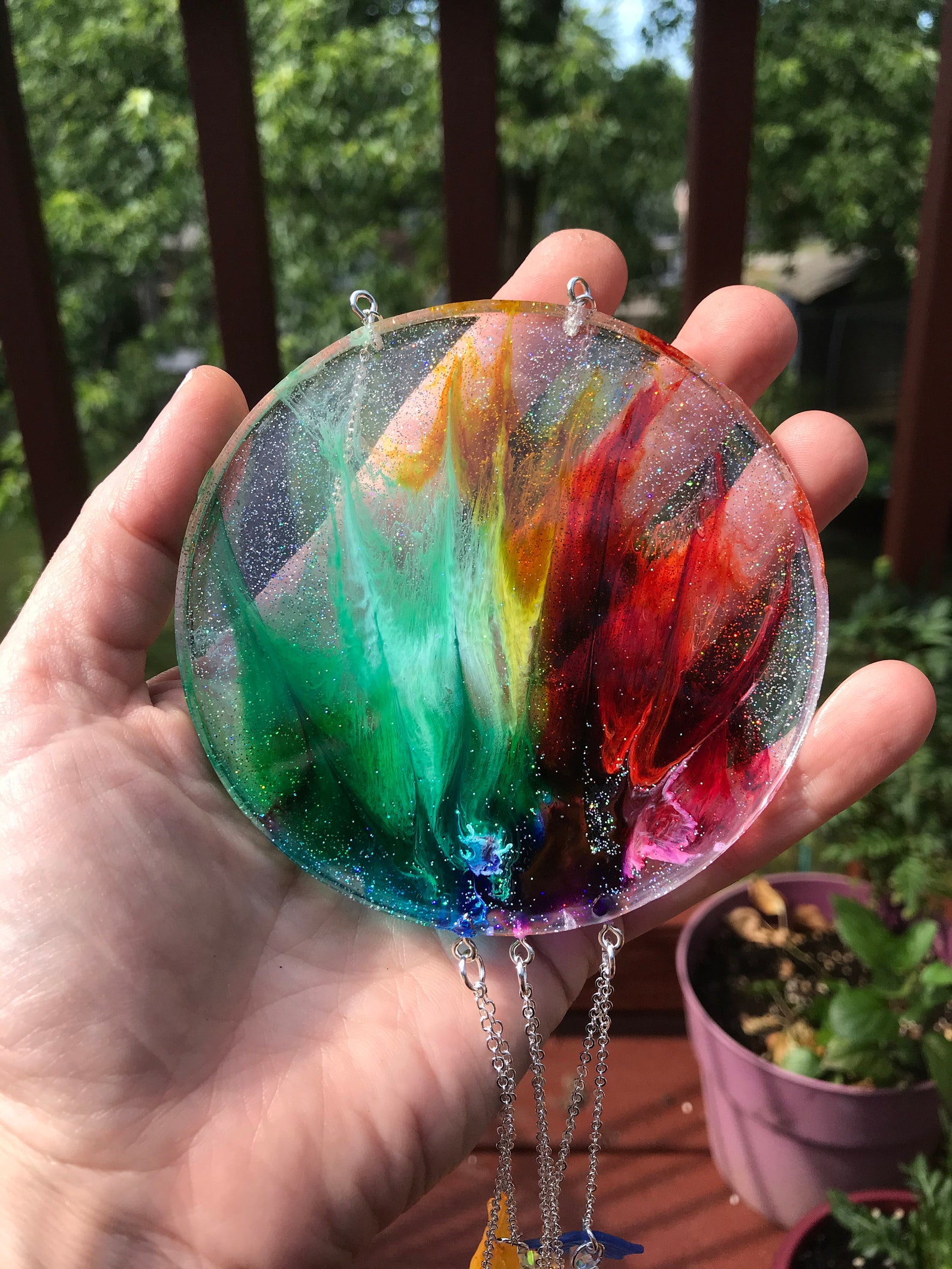 Rainbow Resin Suncatcher Etsy
