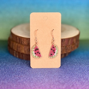 Copper Beaded Watermelon Slice Earrings