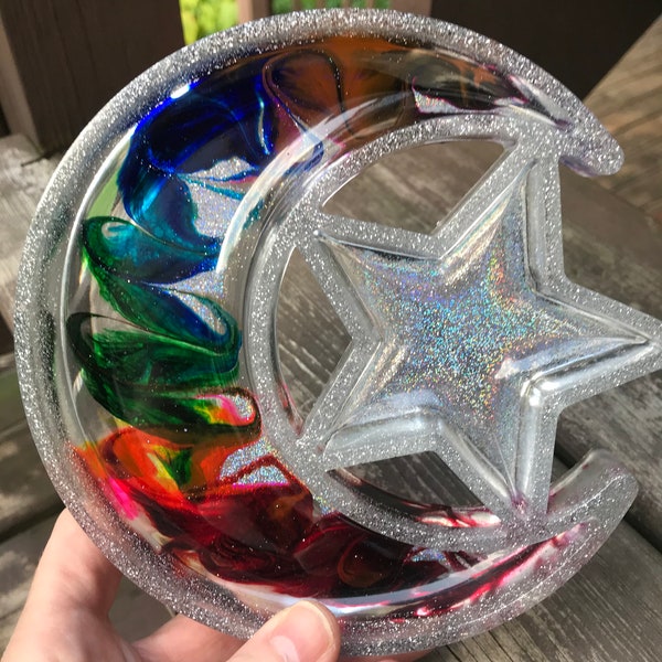 Rainbow Moon and Star Trinket Dish