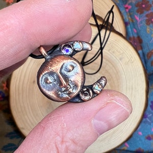 Electroformed Amethyst Moon Mini Pendant