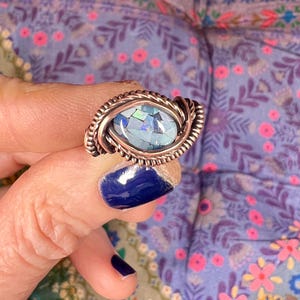 Size 5.5 Wire Wrapped Opal Mosaic Ring